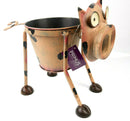 Goofy Nodding Pig Metal Planter Hand Decorative Sweet/Bottle Holder Ornament