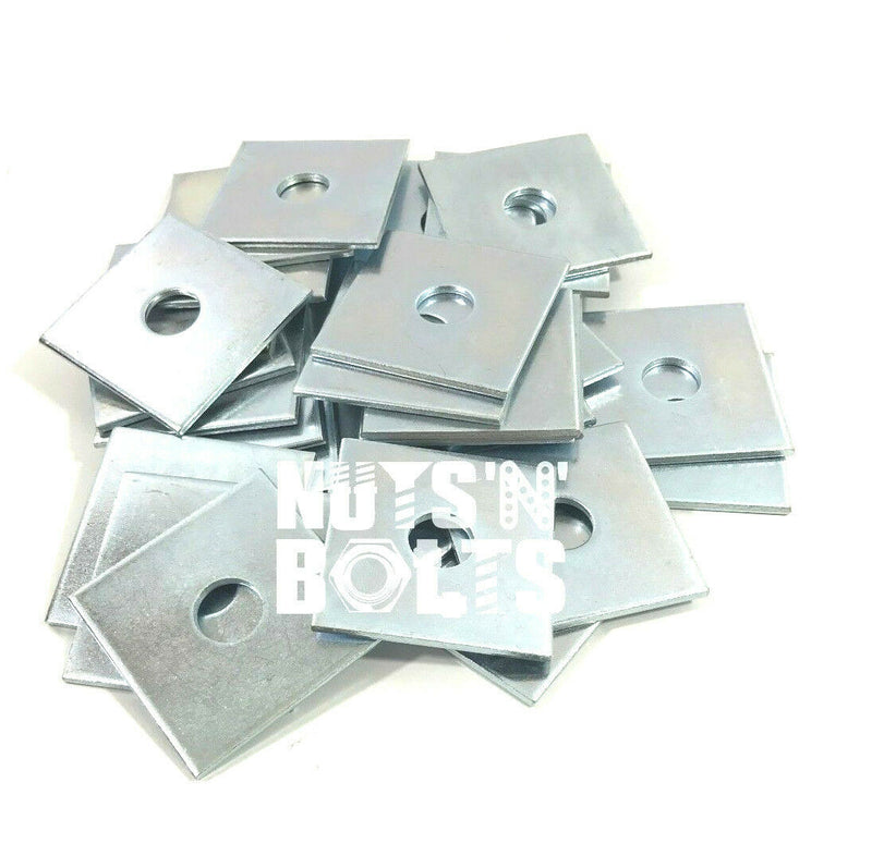 M10 & M12 50mm x 50mm x 3mm THICK SQUARE PLATE WASHERS ZINC PLATED