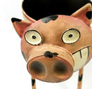 Goofy Nodding Pig Metal Planter Hand Decorative Sweet/Bottle Holder Ornament
