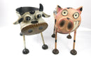 Goofy Nodding Pig Metal Planter Hand Decorative Sweet/Bottle Holder Ornament