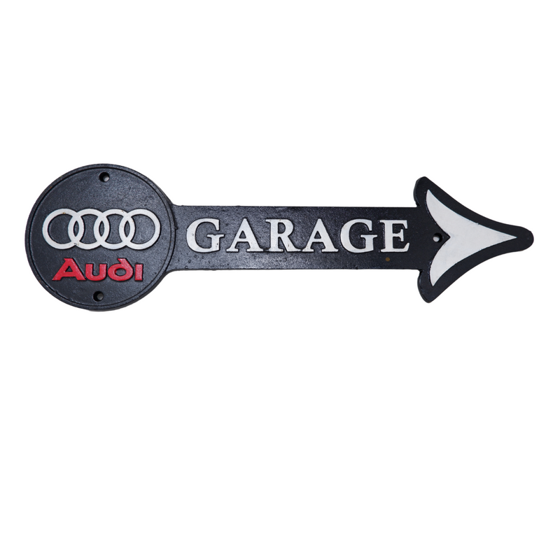 Cast Iron Audi Garage Straight Arrow Sign Audi Logo Workshop Shop Wall Plaque