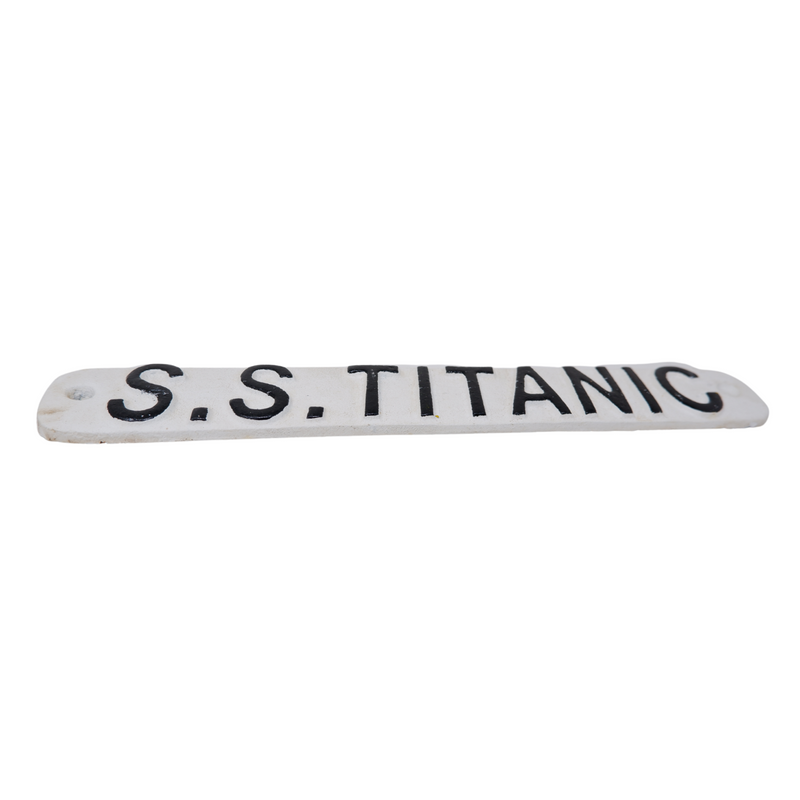 Cast Iron S. S. Titanic Black and White Hand Painted Metal Wall Sign Plaque Ship
