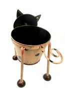 Goofy Nodding Pig Metal Planter Hand Decorative Sweet/Bottle Holder Ornament