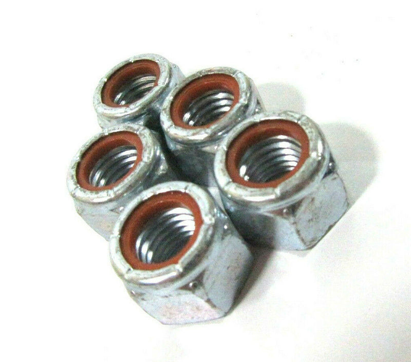 Pack of 10, 5/8" UNC Coarse Thread Nyloc Nuts , bright zinc plated, 15/16"AF
