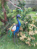 Primus Standing Peacock Hand Crafted Metal Garden Bird Ornament Sculpture PQ1505
