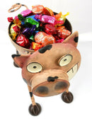 Goofy Nodding Pig Metal Planter Hand Decorative Sweet/Bottle Holder Ornament