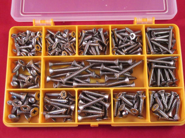 A2 Stainless Steel Pozi Countersunk Self Tapping Screws Assortment kit box set
