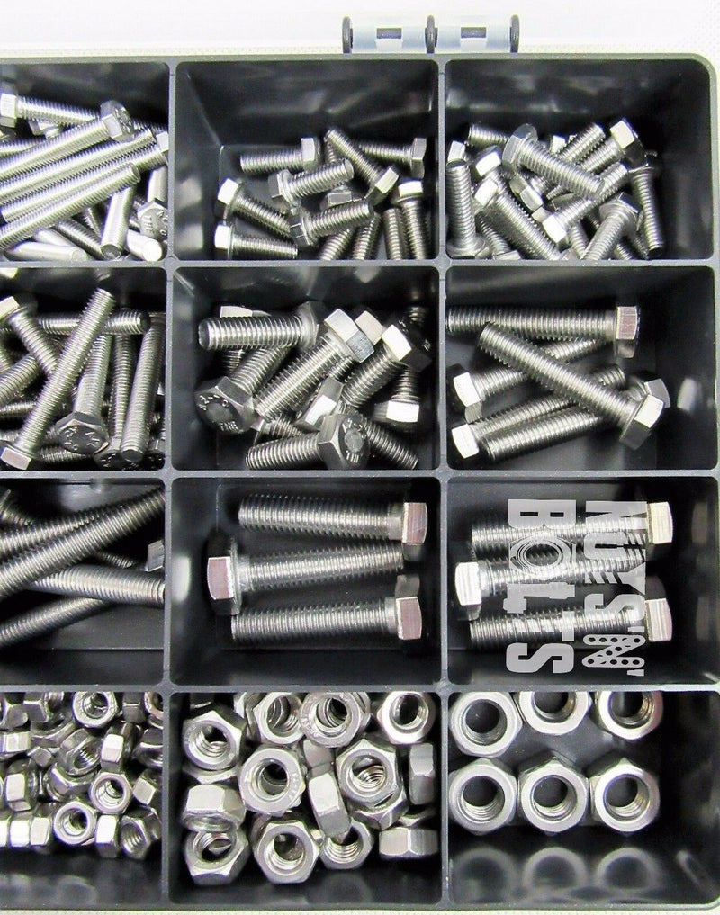 A2 - 70 Assorted Box kit M4,M5 M6 M8 M10 Nuts And Bolts Setscrews A2 Stainless