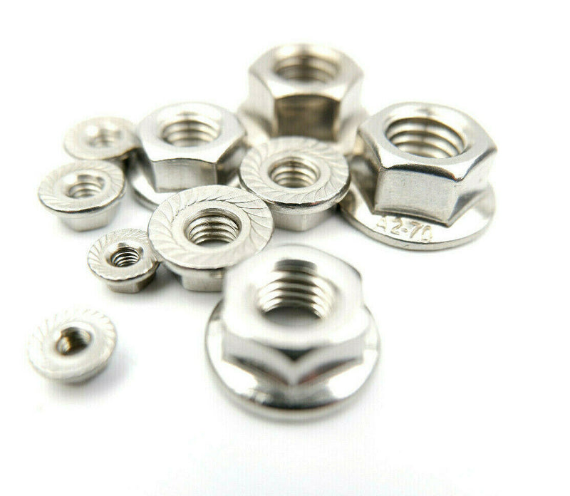 M3 M4 M6 M8 M10 Flanged Nuts Stainless Steel Hex Flange Nut Serrated A2