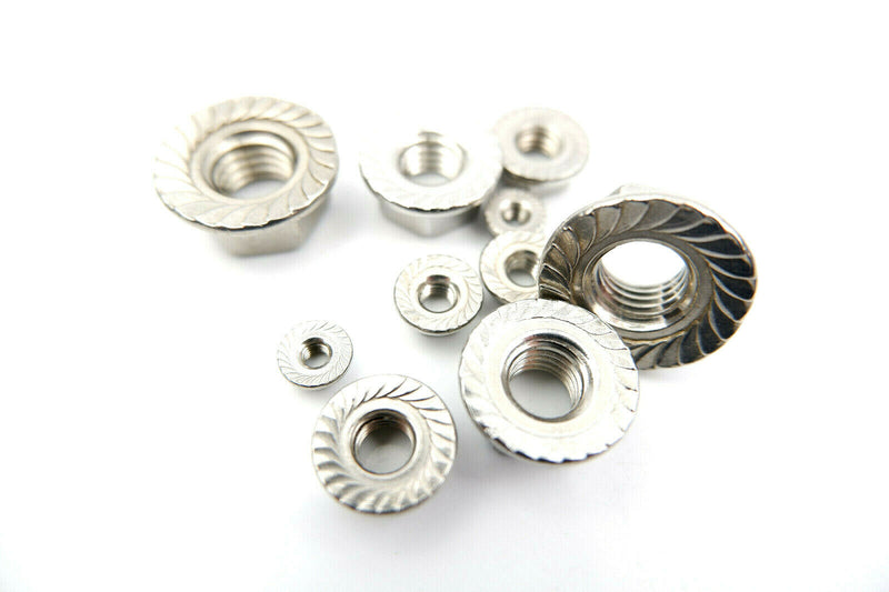 M3 M4 M6 M8 M10 Flanged Nuts Stainless Steel Hex Flange Nut Serrated A2