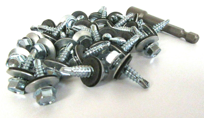 (Pack OF 100) 5.5 x 25mm Tech Screws for roofing & cladding self drill tek screw