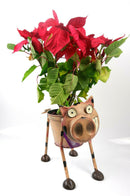 Goofy Nodding Pig Metal Planter Hand Decorative Sweet/Bottle Holder Ornament