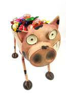 Goofy Nodding Pig Metal Planter Hand Decorative Sweet/Bottle Holder Ornament