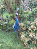 Primus Standing Peacock Hand Crafted Metal Garden Bird Ornament Sculpture PQ1505