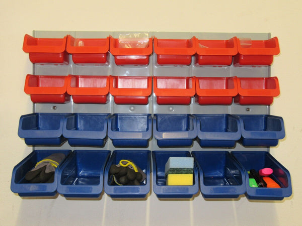 25 Piece Plastic Bin Storage Set with Back Plate and Screws