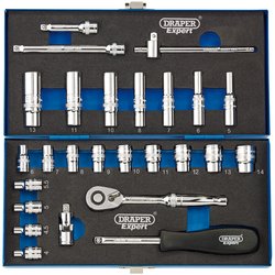 DRAPER EXPERT METRIC SOCKET SET, 1/4" SQ. DR. (26 PIECE)