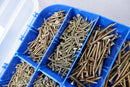 ASSORTED GENERAL PURPOSE WOODSCREWS - TRADE BOX OF 1700 WOOD SCREWS 20mm - 80mm