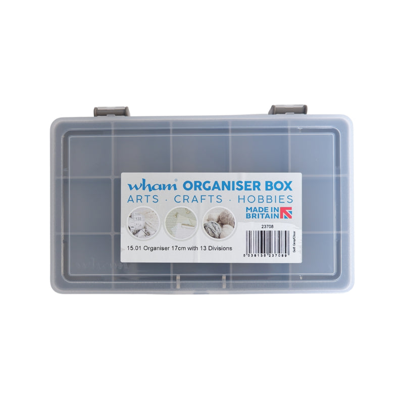 17cm Wham Grey Plastic Organiser with 13 divisions - 18 Piece Box Set