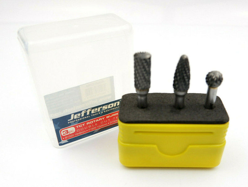 Jefferson 3pc TCT rotary burr Rotary Burr Set in Mini-Box Tungsten Carbide HSS