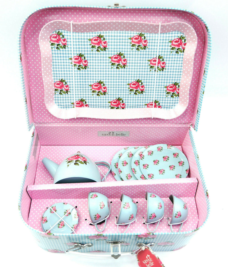Sass and Belle Children Toy TeaSet Cooking set Kitchen Suitcase Metal Tin