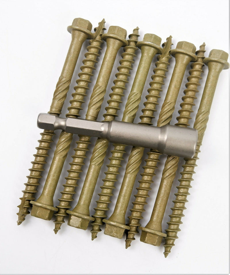 HEX HEAD LANDSCAPE SCREWS SLEEPER DECKING FIXING TIMBERFIX TIMBERLOK IN-DEX TYPE