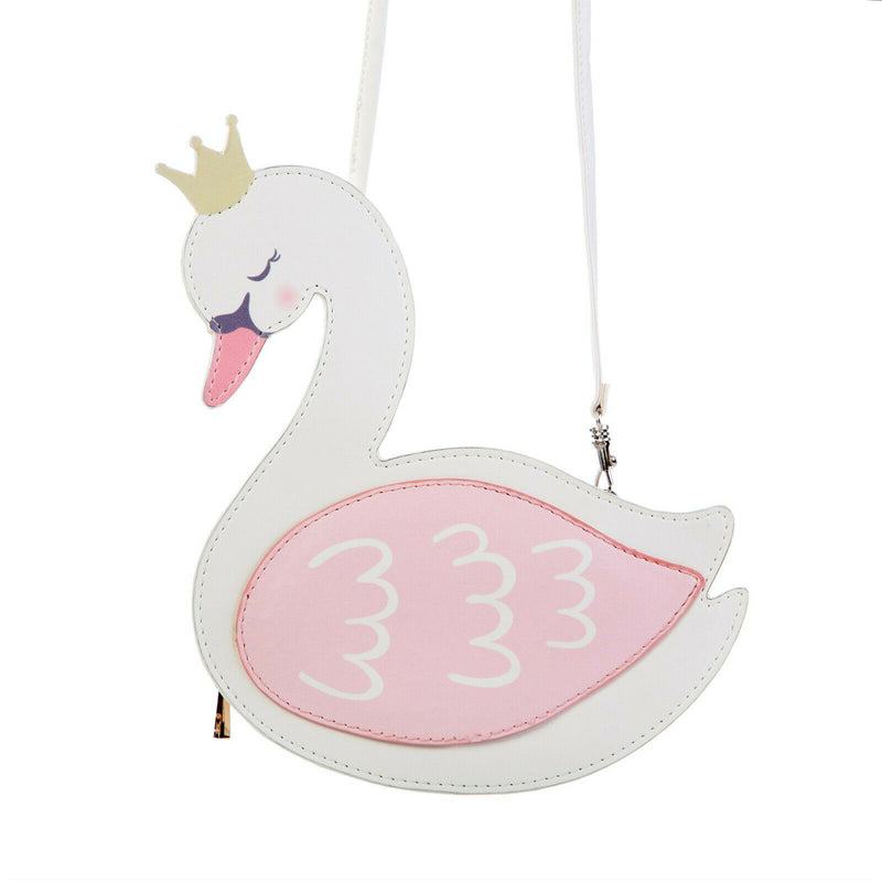 Childrens Freya Swan Cross Body Clutch Hand Little Girl Kids Pink Bag Zip Strap