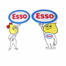 Cast Iron Esso Man Boy&Girl Lady Plaque Sign Oil  Hand Painted Pair Wall Garage