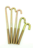 Pack of 10, M8 x 140mm J Bolts, Hook Bolts, Roofing Bolts & Nuts, Threaded 50mm