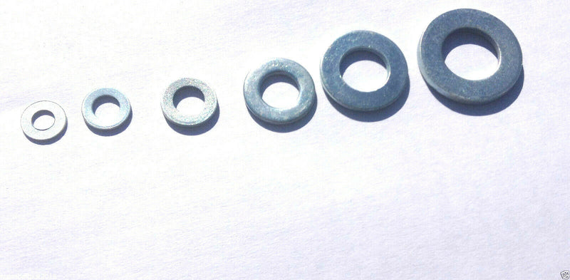 100 Pack Bright Zinc Plated Form A Flat Washer Mixed Pack M4 M5 M6 M8 M10