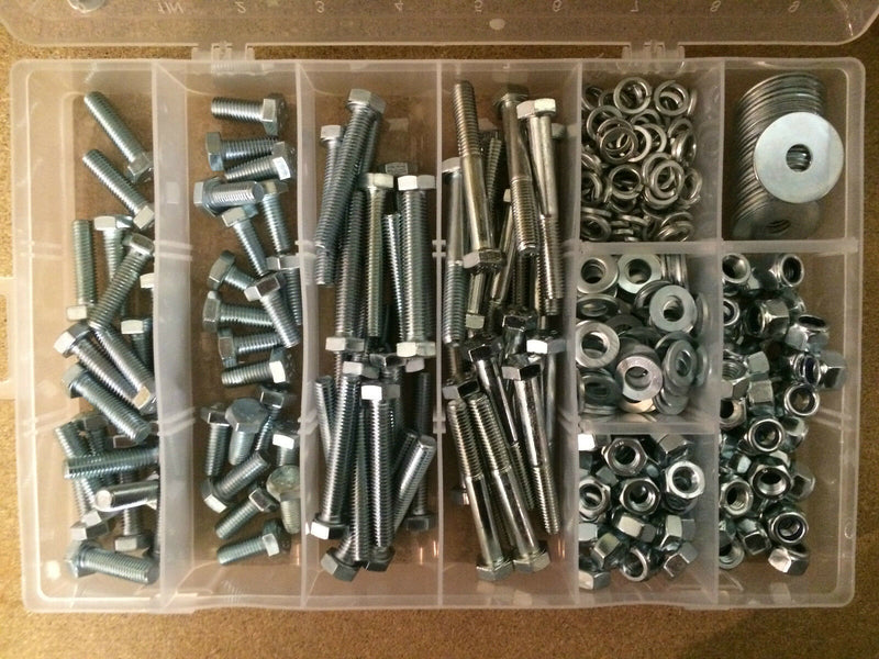 Grade 8.8 Assorted Box kit of M8 Nuts And Bolts Setscrews Bright Zinc plated