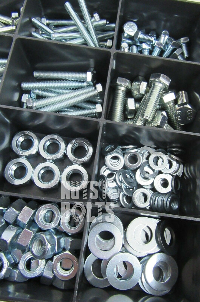 Grade 8.8 Assorted Box kit M4,M5 M6 M8 M10 Nuts And Bolts Setscrews Bright Zinc