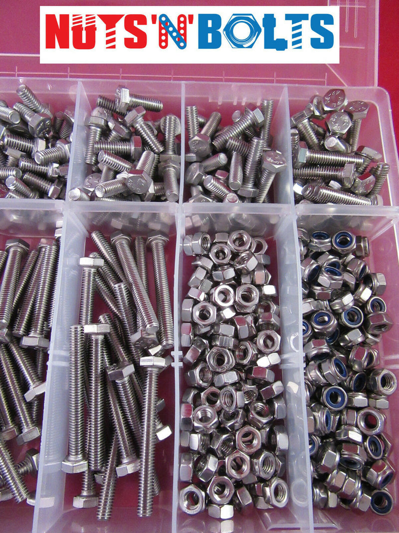 M6 Stainless Assortment of Nuts And Bolts Setscrews and washers Assorted Box kit