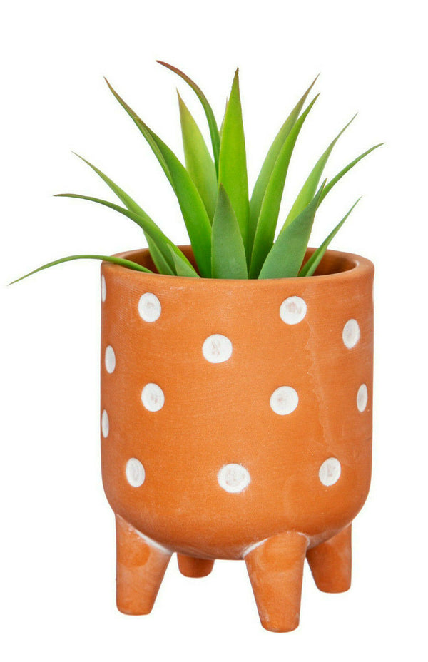 Sass & Belle Small Polka Dot Leggy Planter Terracotta Plant Pot Home Deco Garden