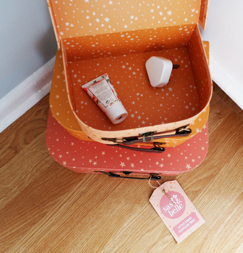 Sass & Belle Set of 3 Little Stars Suitcases Kid Storage Boxes Decorative Cases