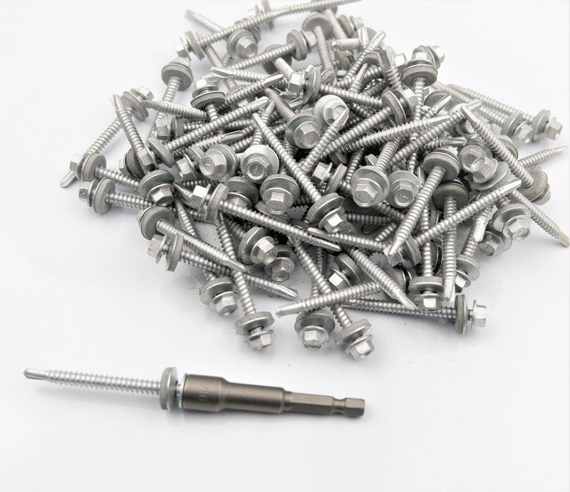 (Pack OF 200) 5.5 x 57mm Tech Screws for roofing & cladding self drill tek screw