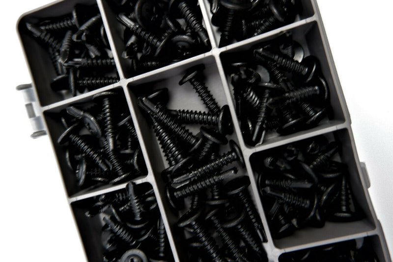 BLACK SELF DRILLING CAR INTERIOR PANEL SCREWS - SELF TAPPING ZINC