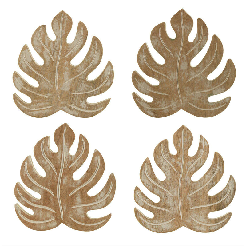 Rustic 4 Set Wooden Plant Leaf Drink Tea Coffee Cup Coasters  Natural Home Decor