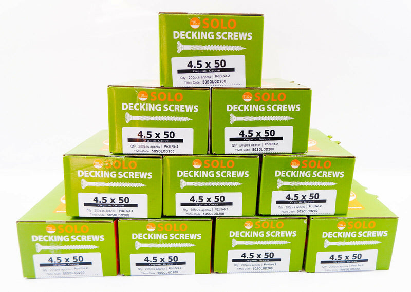 TIMco GREEN DECKING SCREWS 4.5 x 50mm COATED POZI COUNTERSUNK CSK EXTERIOR PZ2