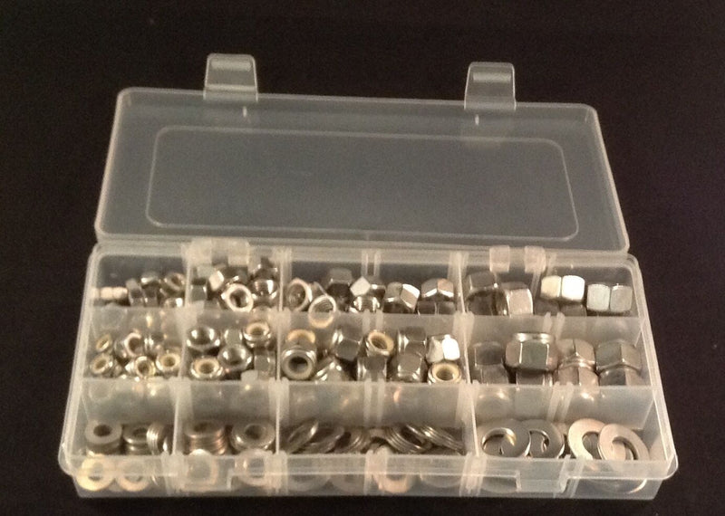1/4 ,5/16, 3/8 & 1/2 UNC kit box Hex Nuts, Nyloc Nuts and Washers A2 Stainless