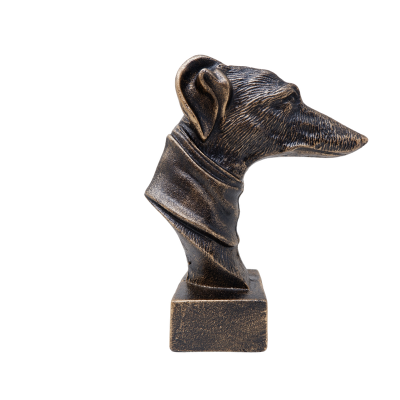 Cast Iron Greyhound Head Whippet Dog Statue Fireplace Ornament Book End Gift