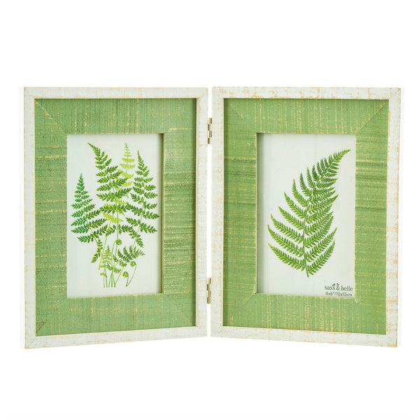 Sass & Belle Distressed Green Wooden Double Photo Frame 4x6