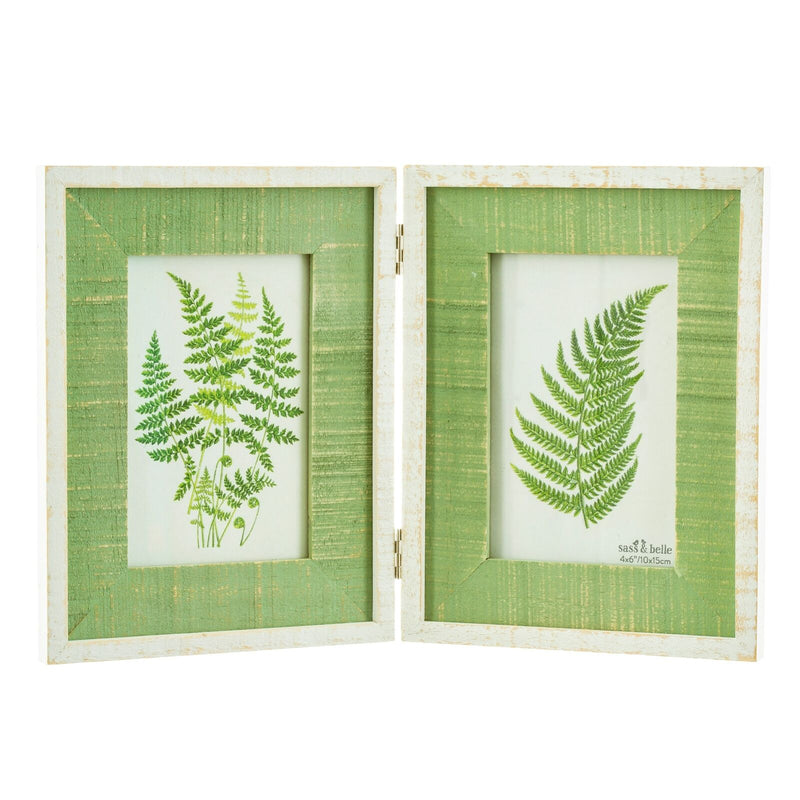 Sass & Belle Distressed Green Wooden Double Photo Frame 4x6