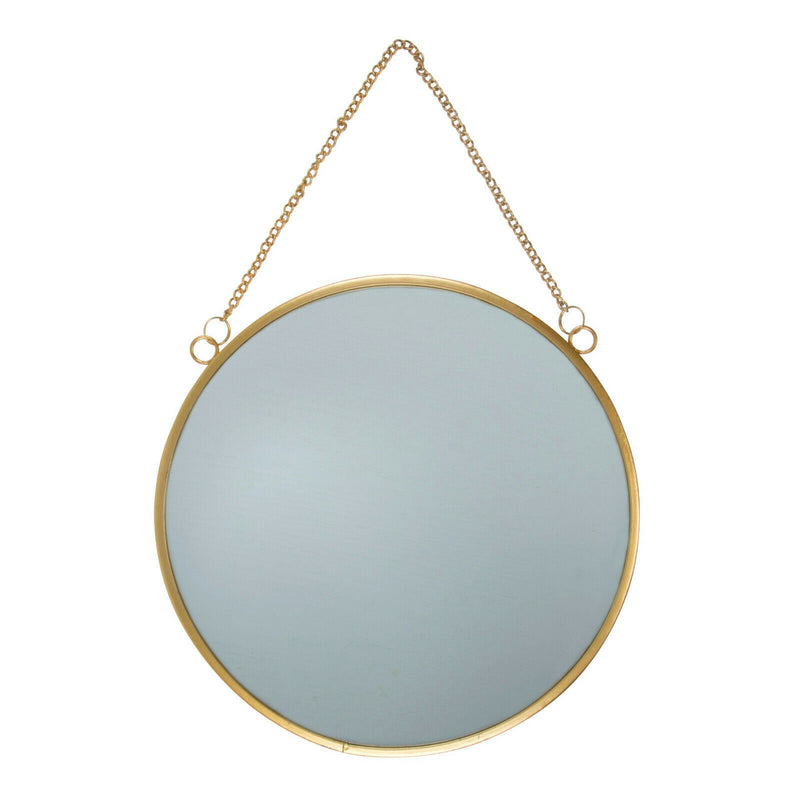 Contemporary Gold Colour Round Mirror Chain Link Wall Hanging Metal Frame 25cm