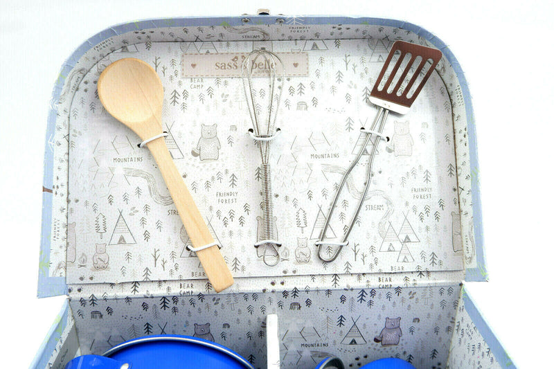 Sass and Belle Children Toy TeaSet Cooking set Kitchen Suitcase Metal Tin