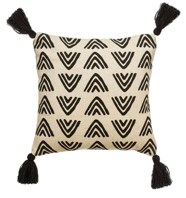 Sass & Belle Black and White Triangles Block Print Plush Cushion Chair
