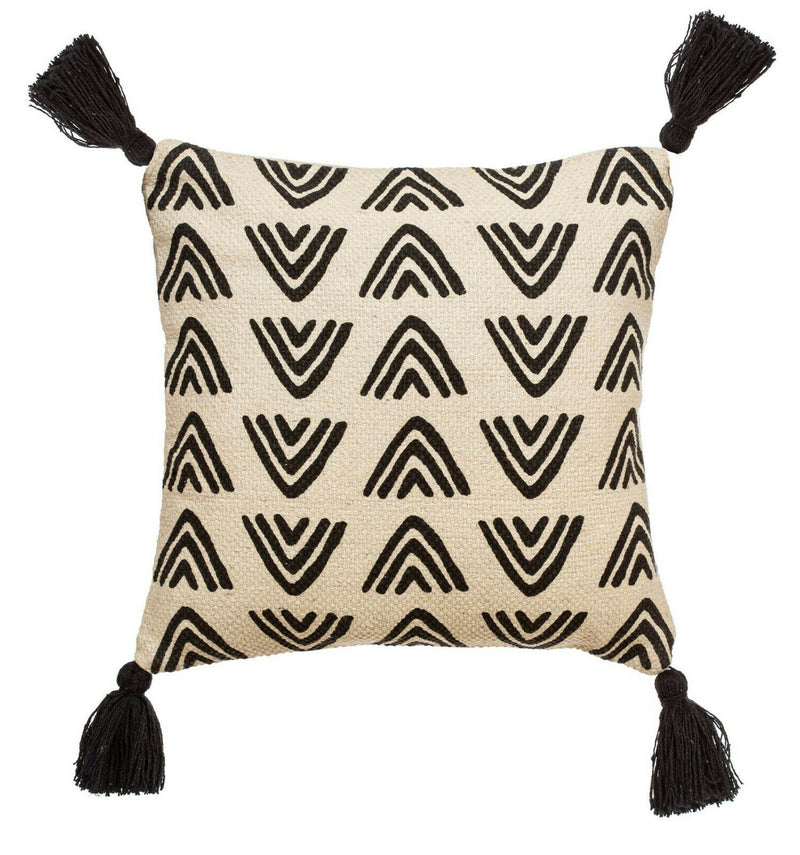 Sass & Belle Black and White Triangles Block Print Plush Cushion Chair