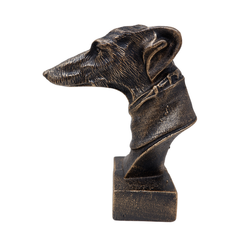 Cast Iron Greyhound Head Whippet Dog Statue Fireplace Ornament Book End Gift