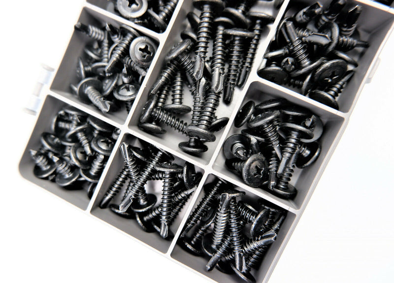 BLACK SELF DRILLING CAR INTERIOR PANEL SCREWS - SELF TAPPING ZINC