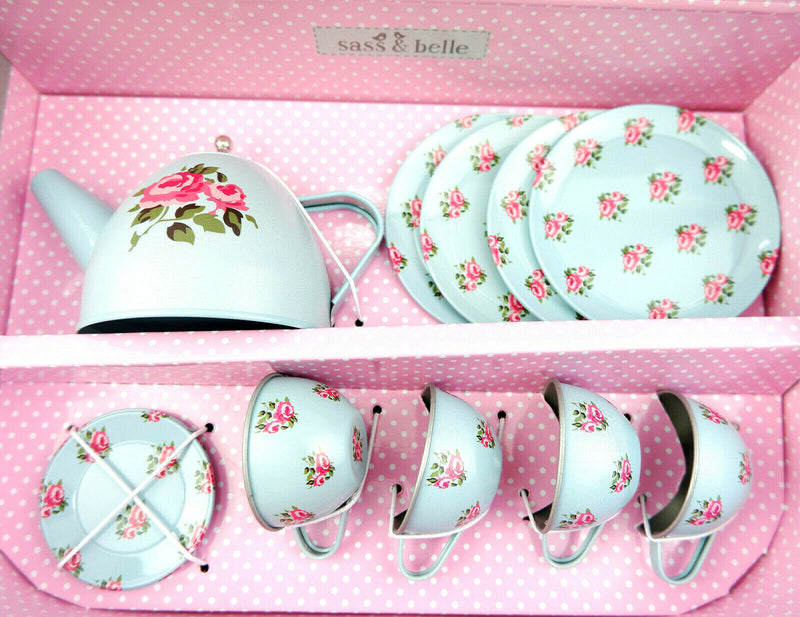 Sass and Belle Children Toy TeaSet Cooking set Kitchen Suitcase Metal Tin