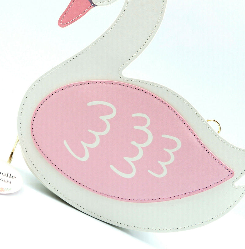 Childrens Freya Swan Cross Body Clutch Hand Little Girl Kids Pink Bag Zip Strap